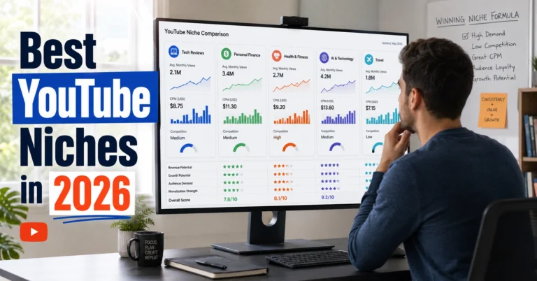 Creator comparing YouTube niche opportunities using CPM and growth data