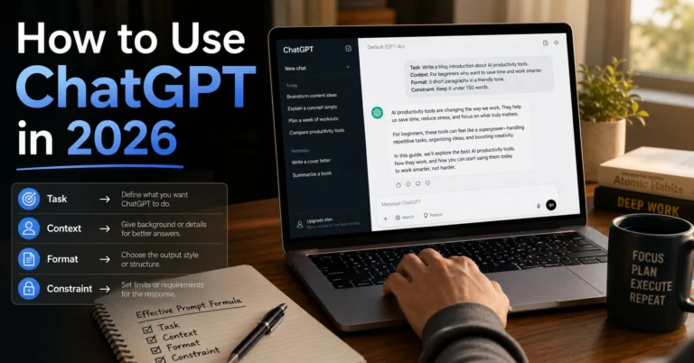 Beginner learning how to use ChatGPT with prompts and workflow notes