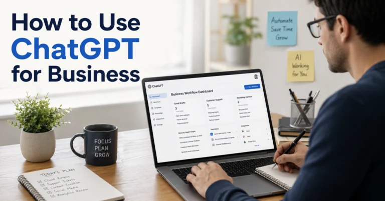 Business owner using ChatGPT to manage content, customer support, and operational tasks