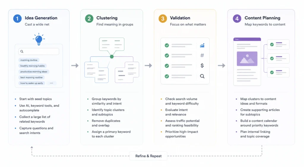 ChatGPT keyword research workflow for SEO content planning