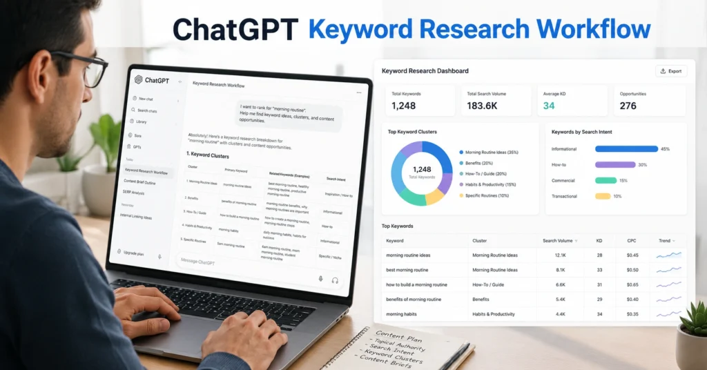 Using ChatGPT to organize and expand SEO keyword research