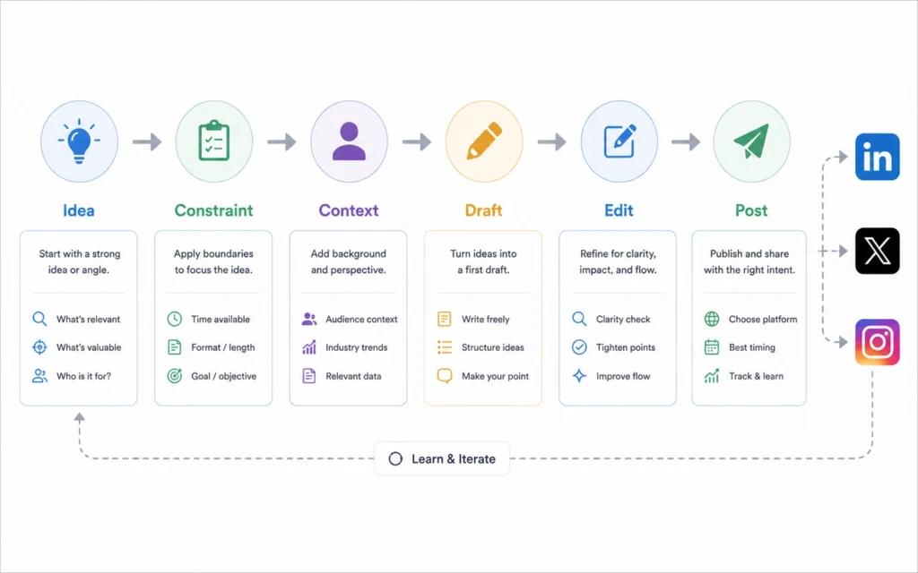 Four-step workflow for using ChatGPT to create social media content