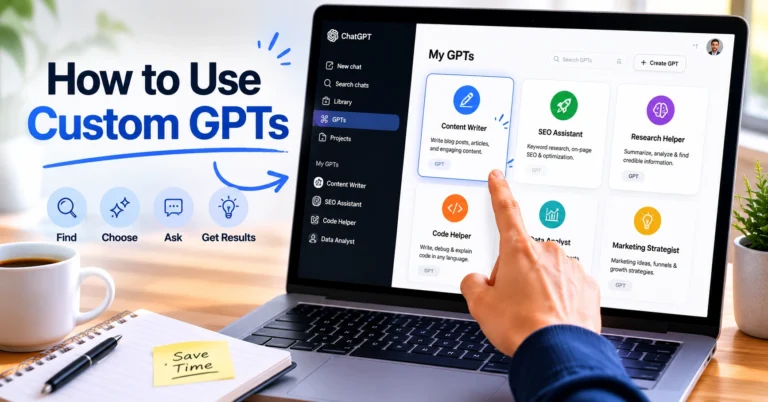 User choosing and testing ChatGPT Custom GPTs for different tasks