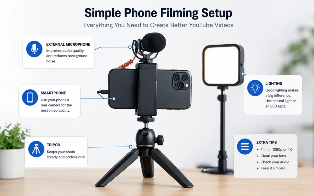 Basic smartphone YouTube filming setup for beginners