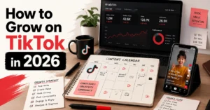 Creator planning a TikTok growth strategy using analytics and content scheduling