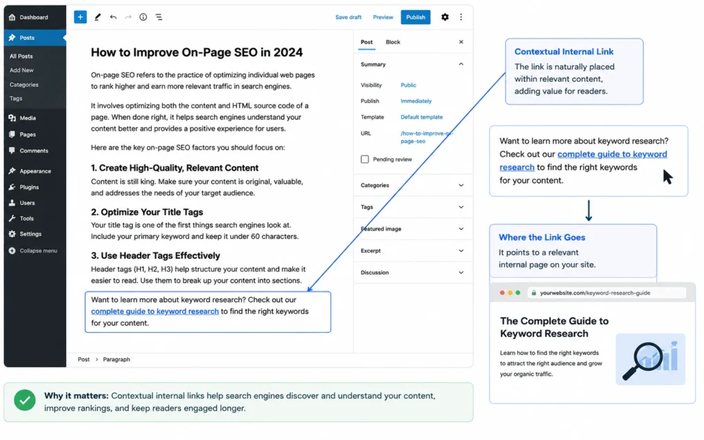Example of contextual internal link within article body showing natural anchor text