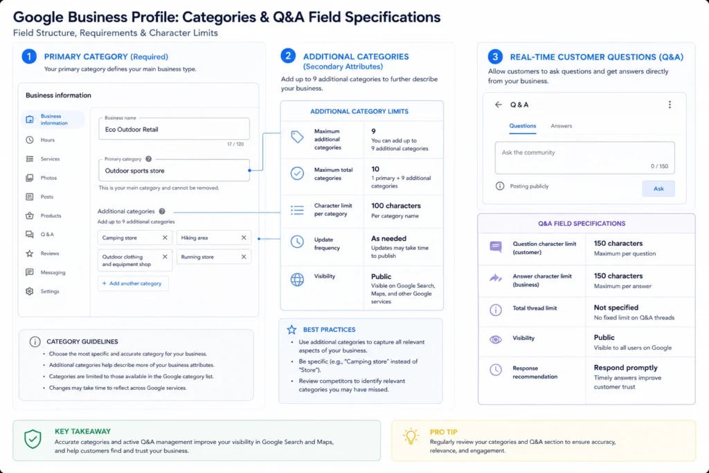 Interface blueprint showing optimal placement for primary category data and secondary operational fields inside a local listing dashboard