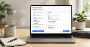 Prompt engineering template library interface showing reusable prompt structures