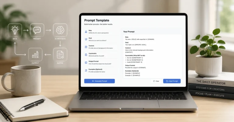 Prompt engineering template library interface showing reusable prompt structures