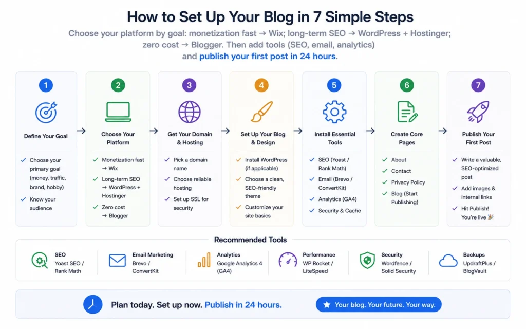 Step To show your blog create in 7 minutes