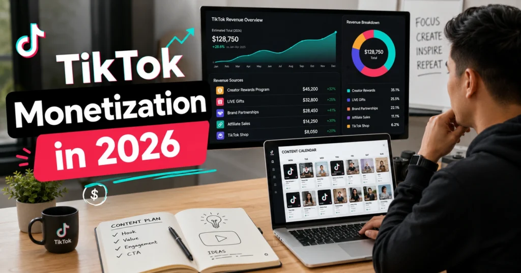 Creator mapping different TikTok monetization methods and revenue streams